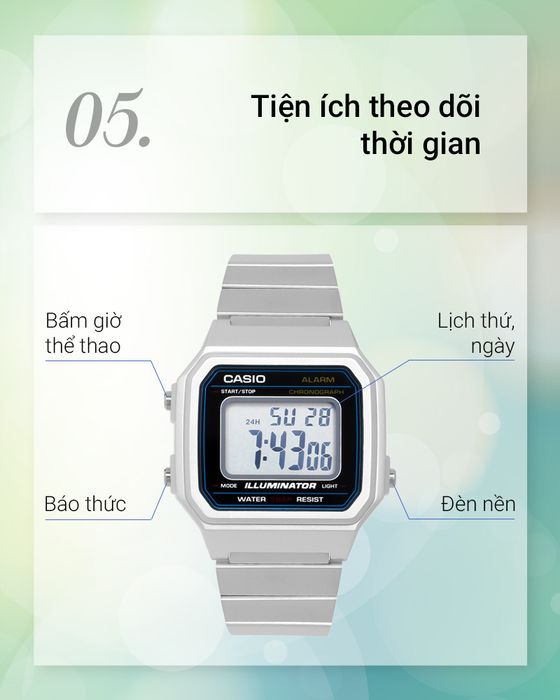 Đồng hồ Unisex Casio B650WD-1ADF có nhiều tiện ích đi kèm