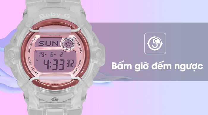 Đồng hồ Nữ Baby-G BG-169G-7BDR có chức năng bấm giờ đếm ngược