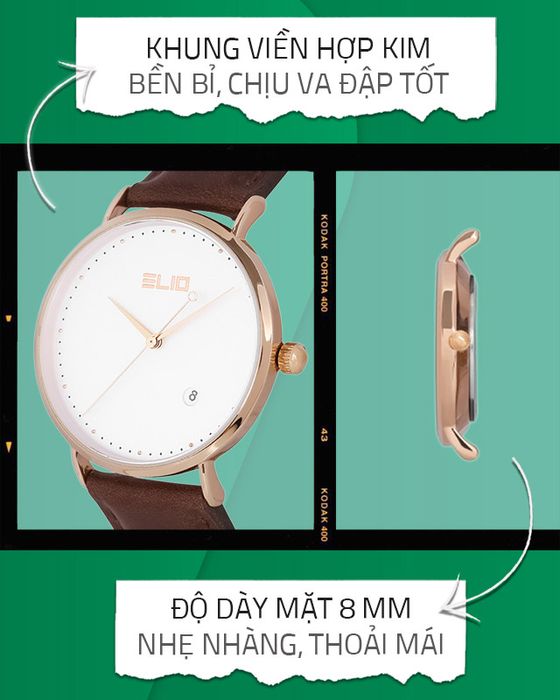 Đồng hồ nữ Elio EL062-02 có khung viền hợp kim cứng cáp