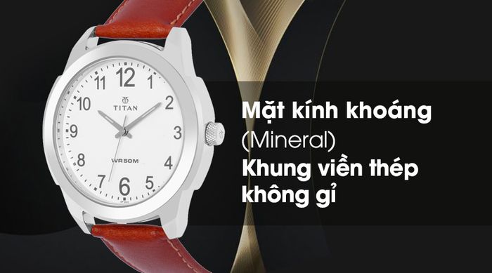 Đồng hồ nam Titan 1585SL07 sở hữu mặt kính khoáng, khung viền bằng thép không gỉ