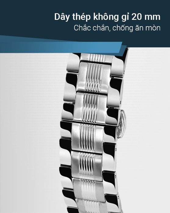 Đồng hồ nam MVW MS061-02 có dây đeo thép không gỉ chắc chắn và bền bỉ