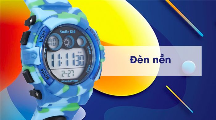 Đồng hồ trẻ em Smile Kid SL024-01 trang bị đèn nền sáng rõ giúp bé xem giờ trong bóng tối