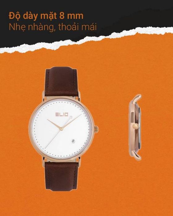 Đồng hồ Nam Elio EL062-01 có thiết kế mỏng nhẹ