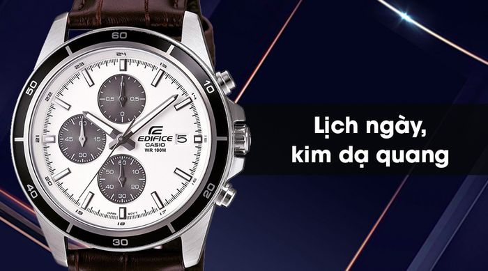 Đồng hồ nam Edifice Casio EFR-526L-7AVUDF trang bị lịch ngày cùng kim dạ quang tiện ích