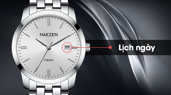 Đồng hồ nam Nakzen SS4072G-7 được trang bị lịch ngày tiện lợi