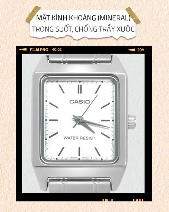 Đồng hồ Nữ Casio LTP-V007D-7EUDF có kính khoáng trong suốt