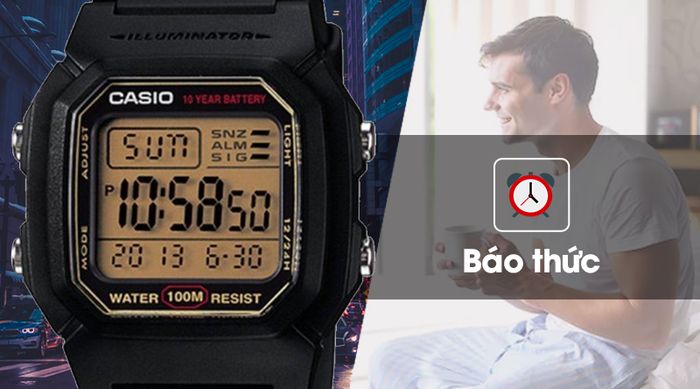Đồng hồ nam Casio W-800HG-9AVDF có tính năng báo thức hữu ích
