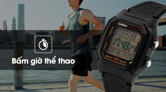 Đồng hồ nam Casio W-800HG-9AVDF có tính năng bấm giờ thể thao