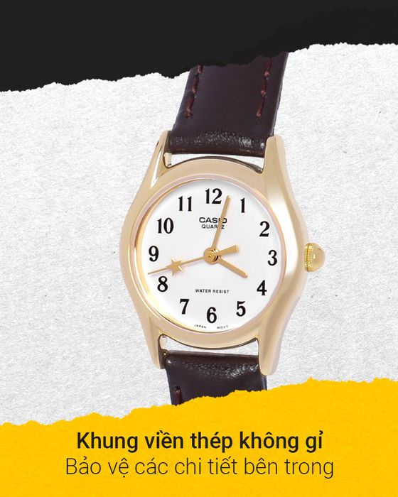 Đồng hồ nữ Casio LTP-1094Q-7B4RDF có khung viền thép không gỉ chắc chắn
