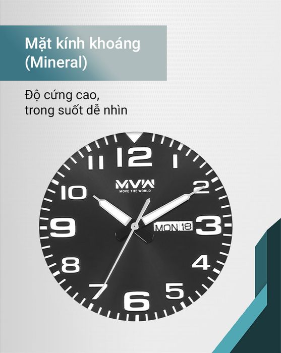 Đồng hồ nam MWW ML036-01 có mặt kính khoáng trong suốt