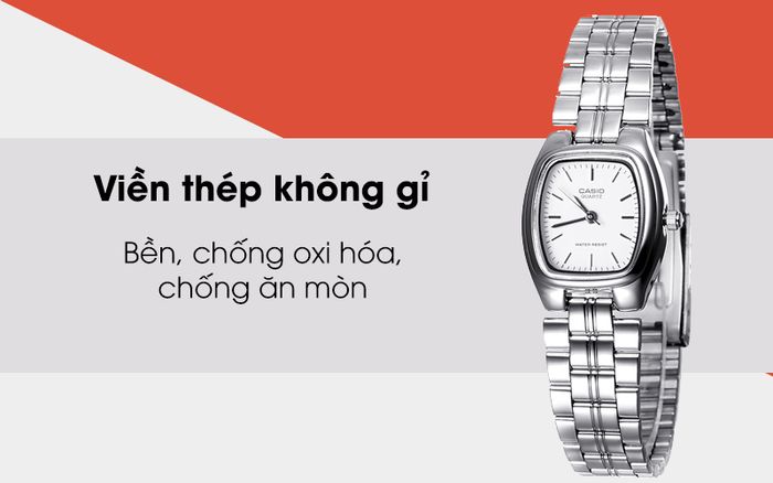 Đồng hồ nữ Casio LTP-1169D-7ARDF bạc với khung thép không gỉ