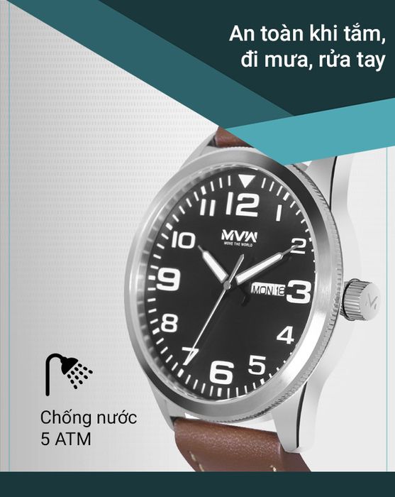 Đồng hồ nam MWW ML036-01 có hệ số chống nước 5 ATM