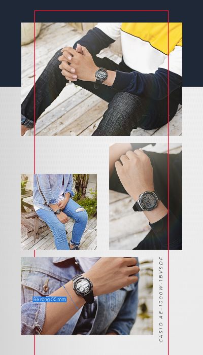 Trên tay Đồng hồ Casio AE-1000W-1BVSDF - Nam