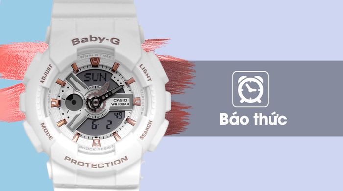 Đồng hồ Nữ Baby-G BA-110GA-7A1DR có báo thức tiện lợi