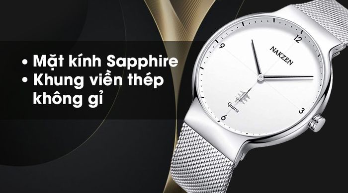 Đồng hồ nam Nakzen SS4051G-7 sở hữu mặt kính Sapphire, khung viền thép chống ăn mòn