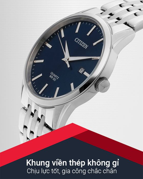 Khung viền thép không gỉ của đồng hồ Nam Citizen BI5000-87L