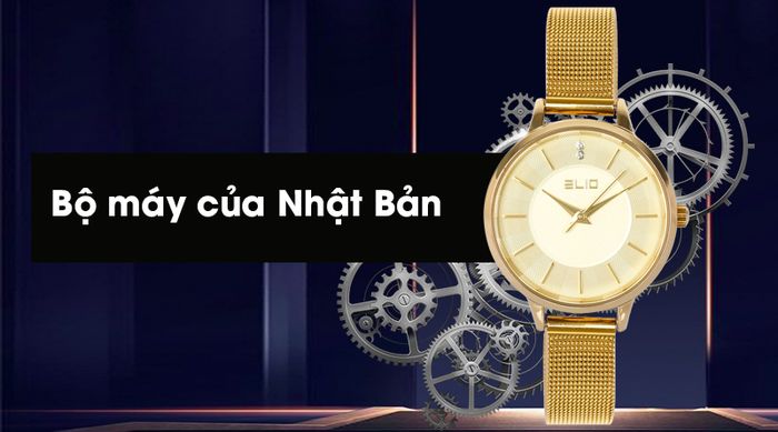 Đồng hồ Nữ Elio ES008-01 hoạt động bền bỉ nhờ có bộ máy của Nhật Bản