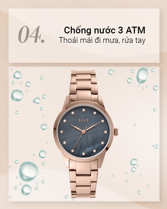 Đồng hồ nữ ELLE ELL25004 có hệ số chống nước 3 ATM