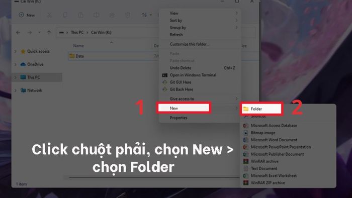 Phương pháp tạo thư mục bằng thao tác chuột bước 2 (Hình minh họa)