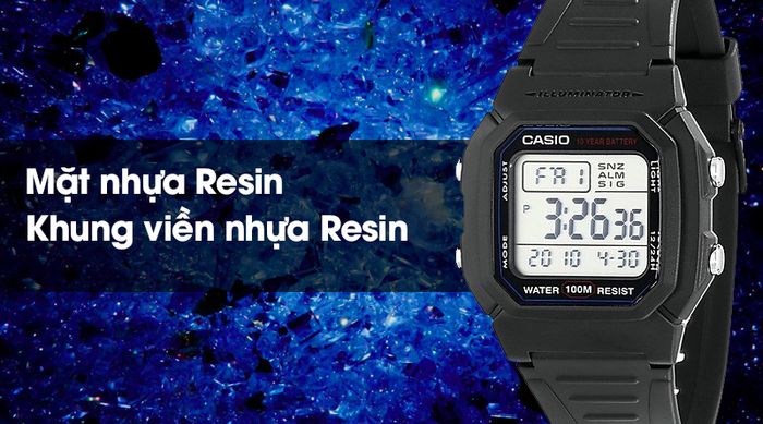 Đồng hồ nam Casio W-800H-1AVDF có khả năng chịu va đập tốt