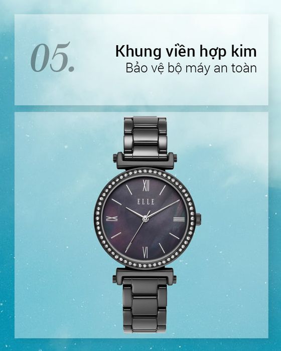 Đồng hồ nữ ELLE ELL25053 có khung viền cứng cáp, chịu lực tốt