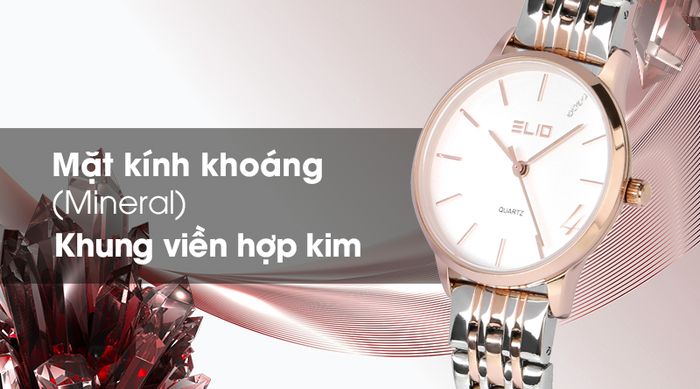 Đồng hồ nữ Elio ES015-C2 có khả năng chịu va đập tốt