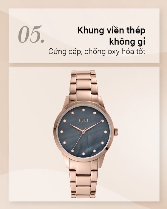 Đồng hồ nữ ELLE ELL25004 có khung viền chống ăn mòn
