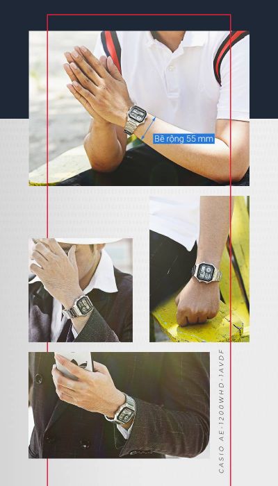 Trên tay đồng hồ nam Casio AE-1200WHD-1AVDF