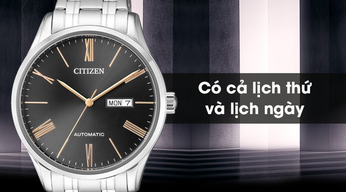 Đồng hồ nam Citizen NH8360-80J có lịch ngày và lịch thứ tiện ích