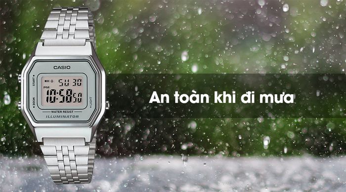 Đồng hồ unisex Casio LA680WA-7DF có hệ số chống nước 3 ATM