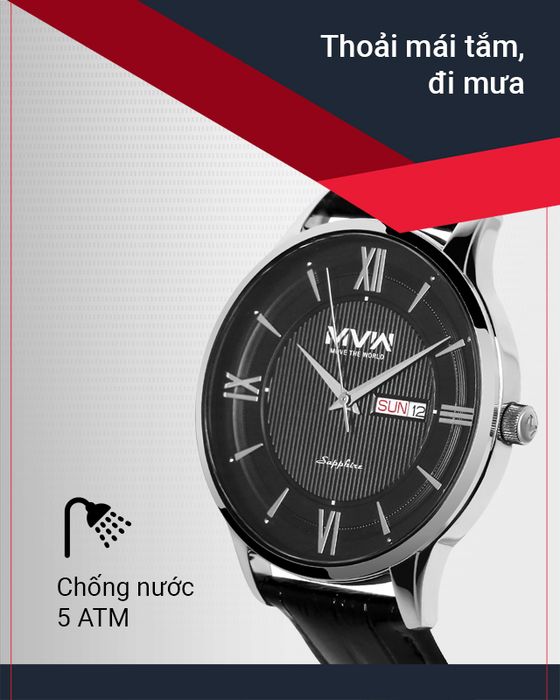 Đồng hồ Nam MVW ML057-01 an toàn khi đeo đồng hồ đi tắm, đi mưa