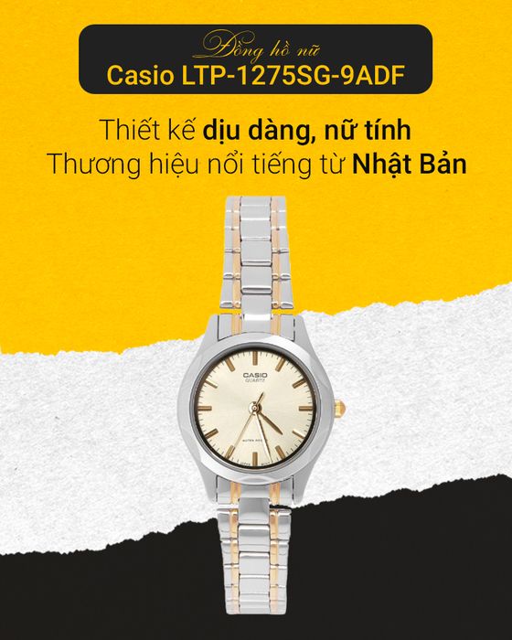 Đồng hồ nữ Casio LTP-1275SG-9ADF sở hữu thiết kế thanh lịch