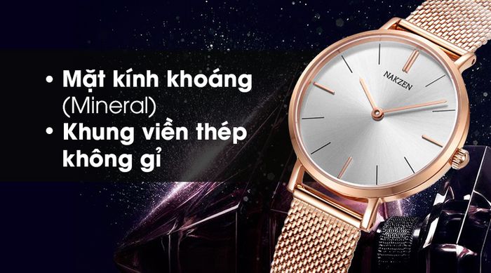 Đồng hồ nữ Nakzen SS9001LRE-7NO có lớp vỏ ngoài bền chắc