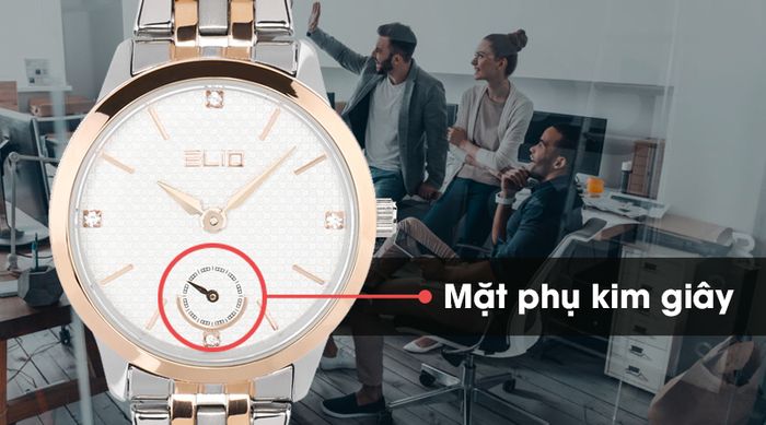 Đồng hồ Nữ Elio ES013-01 được trang bị mặt phụ kim giây thời trang
