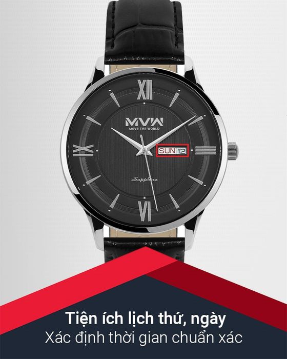 Đồng hồ Nam MVW ML057-01 trang bị thêm lịch thứ, lịch ngày tiện dụng
