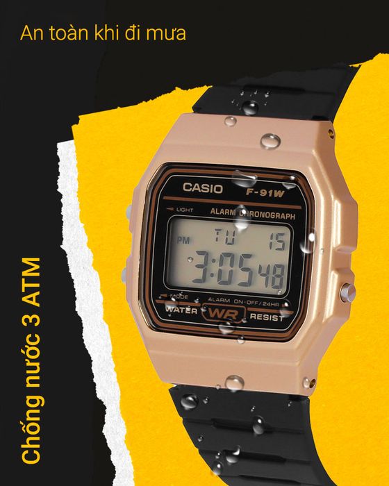 Đồng hồ nam Casio F-91WM-9ADF có hệ số chống nước 3 ATM