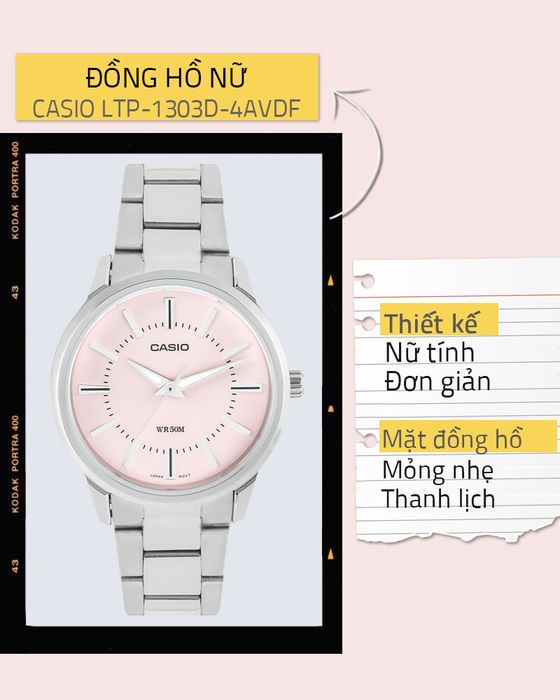 Tổng quan về đồng hồ Nữ Casio LTP-1303D-4AVDF