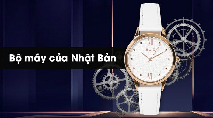 Đồng hồ nữ Elio EL008-02 có bộ máy của Nhật Bản, cho độ chính xác cao