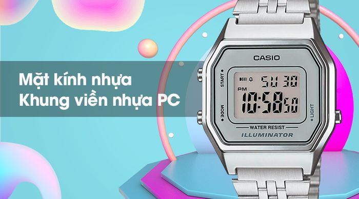 Đồng hồ unisex Casio LA680WA-7DF có lớp vỏ ngoài bền chắc
