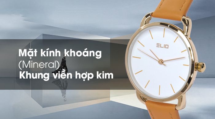 Đồng hồ Nữ Elio EL011-01 có mặt kính khoáng và khung viền hợp kim cứng cáp