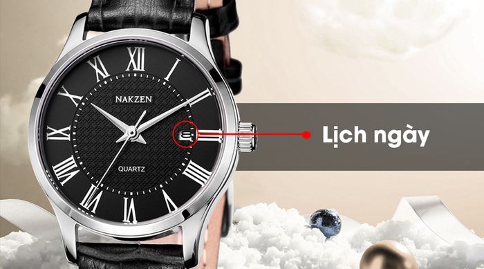Đồng hồ nữ Nakzen SL4043LBK-1 được trang bị lịch ngày tiện lợi