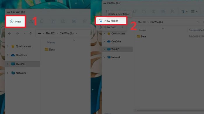 Phương pháp tạo thư mục mới bằng Ribbon Menu bước 2 (Hình minh họa)