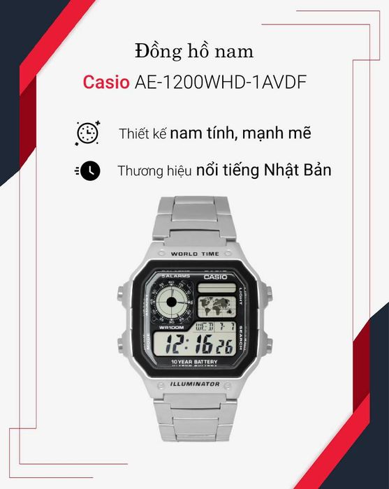 Tổng quan Đồng hồ Nam Casio AE-1200WHD-1AVDF