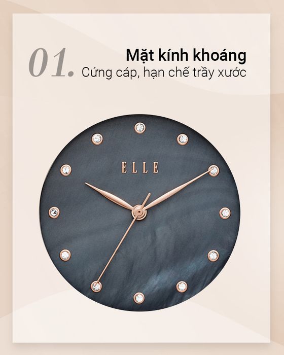 Đồng hồ nữ ELLE ELL25004 có mặt kính chịu lực tốt