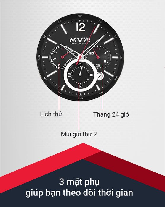 Đồng hồ Nam MVW ML062-01 đi kèm nhiều tiện ích