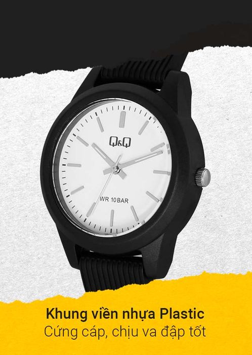Đồng hồ nữ Q&Q VS13J003Y có khung viền cứng cáp