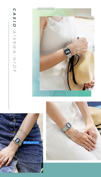 Đồng hồ unisex Casio A159WA-N1DF - đeo trên tay