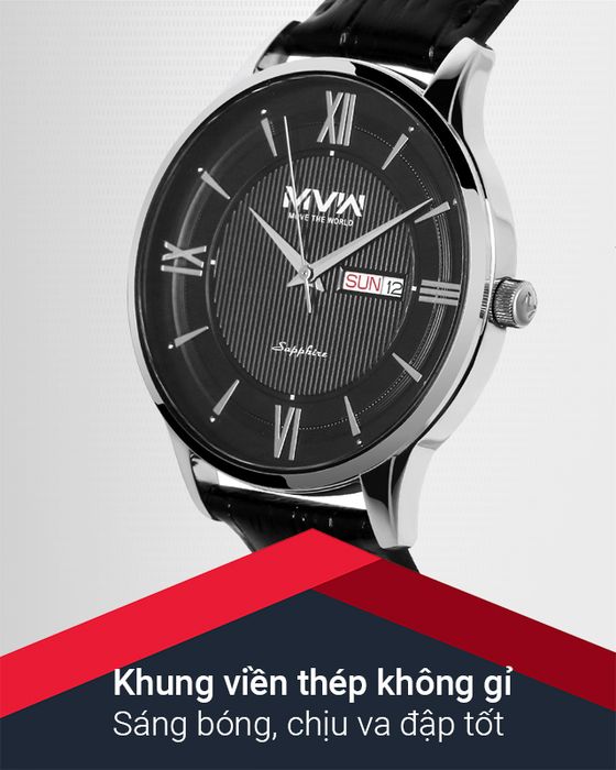 Đồng hồ Nam MVW ML057-01 kết hợp khung viền inox cứng cáp, chống ăn mòn