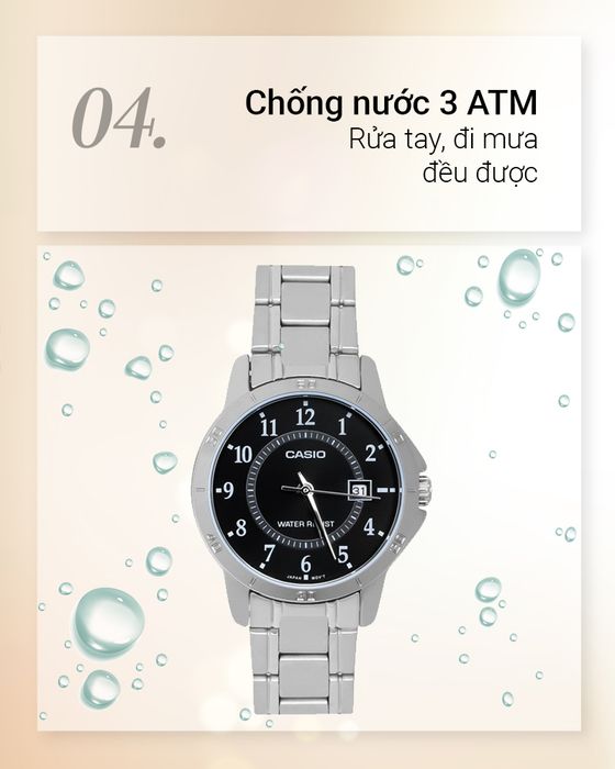 Đồng hồ Nữ Casio LTP-V004D-1BUDF có hệ số chống nước 3 ATM