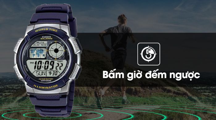Đồng hồ nam Casio AE-1000W-2AVDF có tính năng bấm giờ đếm ngược